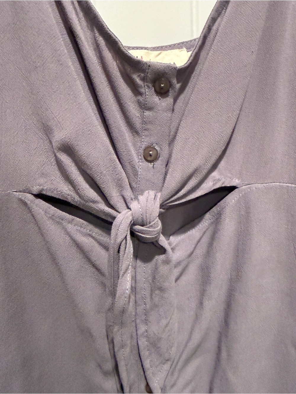 Dress with Tie Front and Button Detail Linen Rayon Blend - Picture 6 of 8